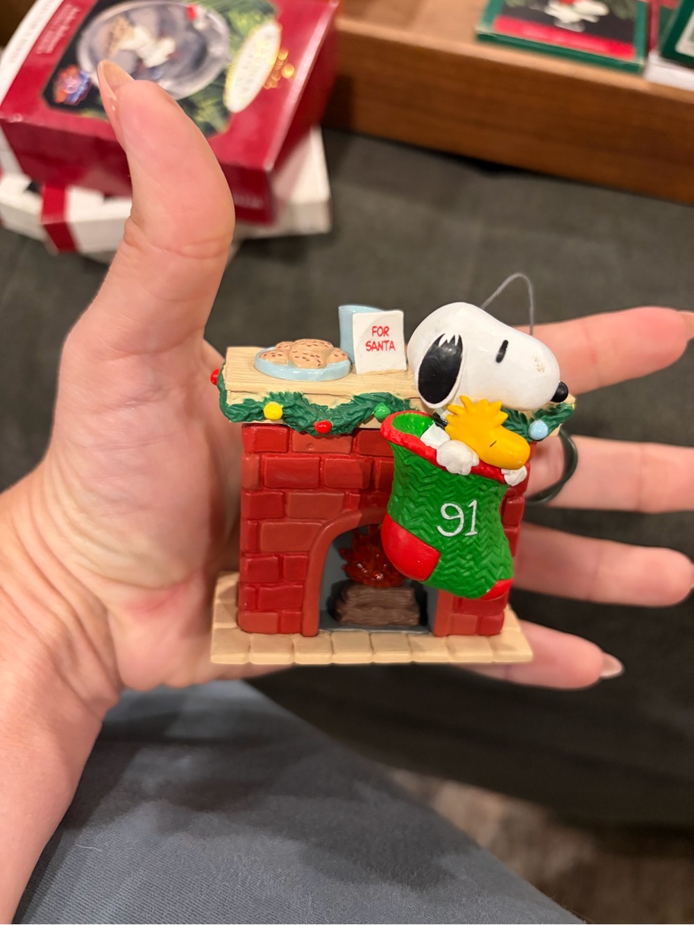 Hallmark Magic  Snoopy & Woodstock Fireplace Stocking Ornament